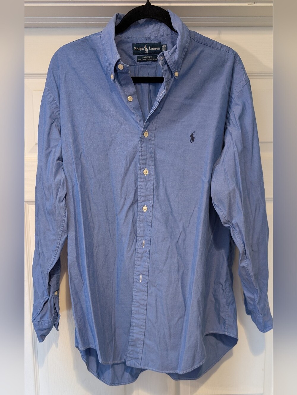 Ralph Lauren Men's Blue Yarmouth 100% Cotton Pinpoint Oxford Shirt 16.5 34 cthny